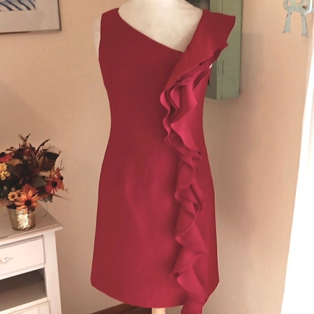 Rickie Freeman for Teri Jon Red Ruffled Dress - Picture 2 of 12